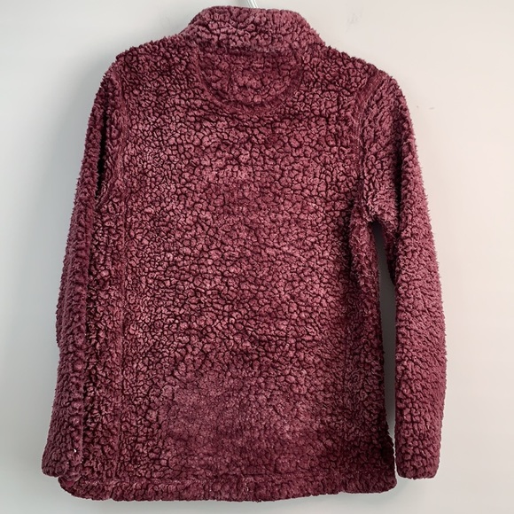 Nordic Fleece Sherpa Maroon Quarter Zipper Jacket XS - Picture 2 of 5